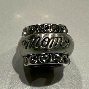 Brighton Silver Mom Bead Charm with Crystal Embellished Borders